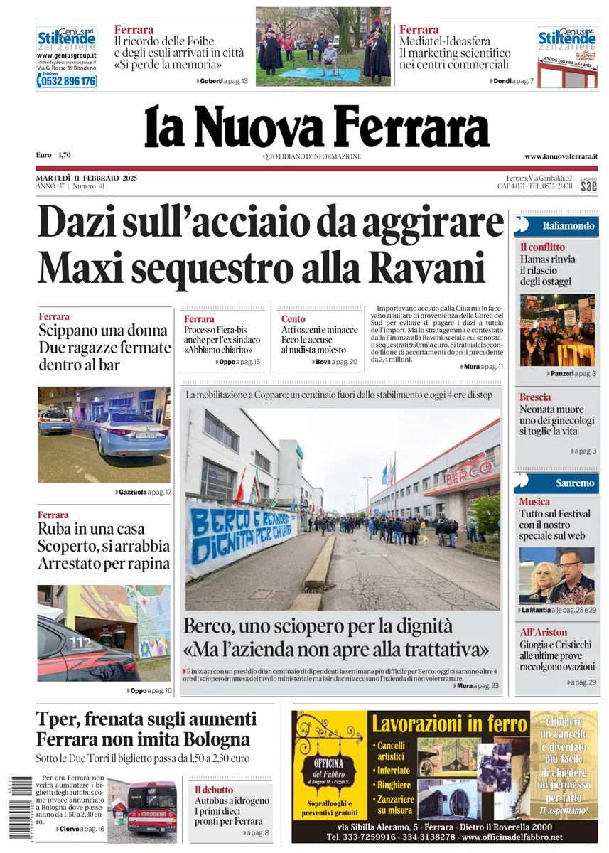 Prima-pagina-nuova ferrara-oggi-edizione-del-2025-02-11